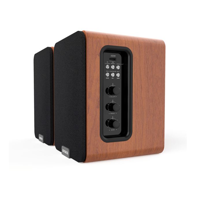 Aiwa ASP-A200BR: ACTIVE BOOKSHELFbSPEAKER PAIR 2X25WRMS